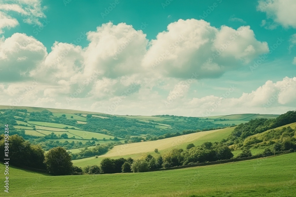 Obraz premium A beautiful and picturesque landscape featuring rolling hills and sky