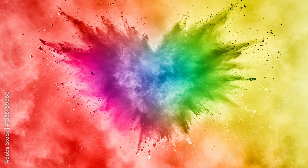 Fototapeta premium Rainbow Dust Explosion: Vibrant Color Burst AI Generated