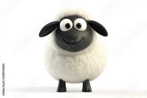 Cartoon Sheep Standing Smiling White Background Animation for Children
