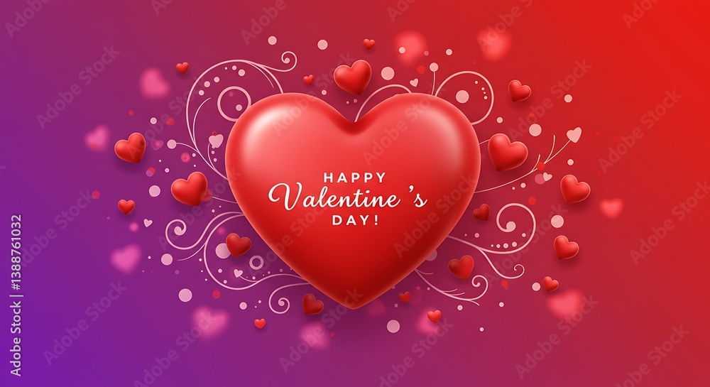 Romantic 3D Heart: Valentine's Day Design AI Generated Romantic 3D Heart: Valentine's Day Design AI Generated