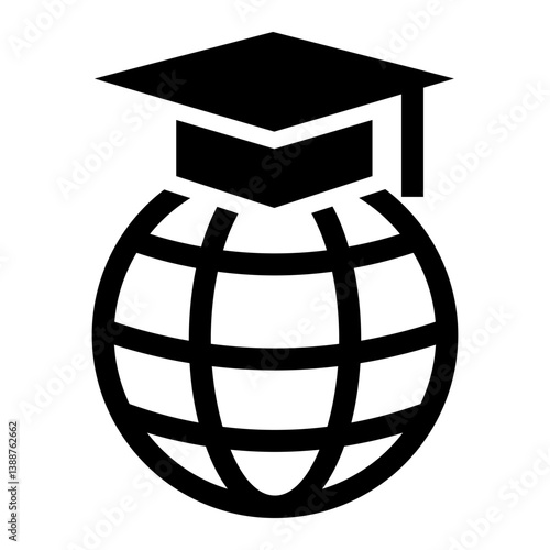 Overseas study solid icon, representing international education and learning abroad