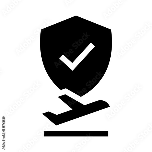 Plane insurance solid icon - Aircraft safety and protection symbol