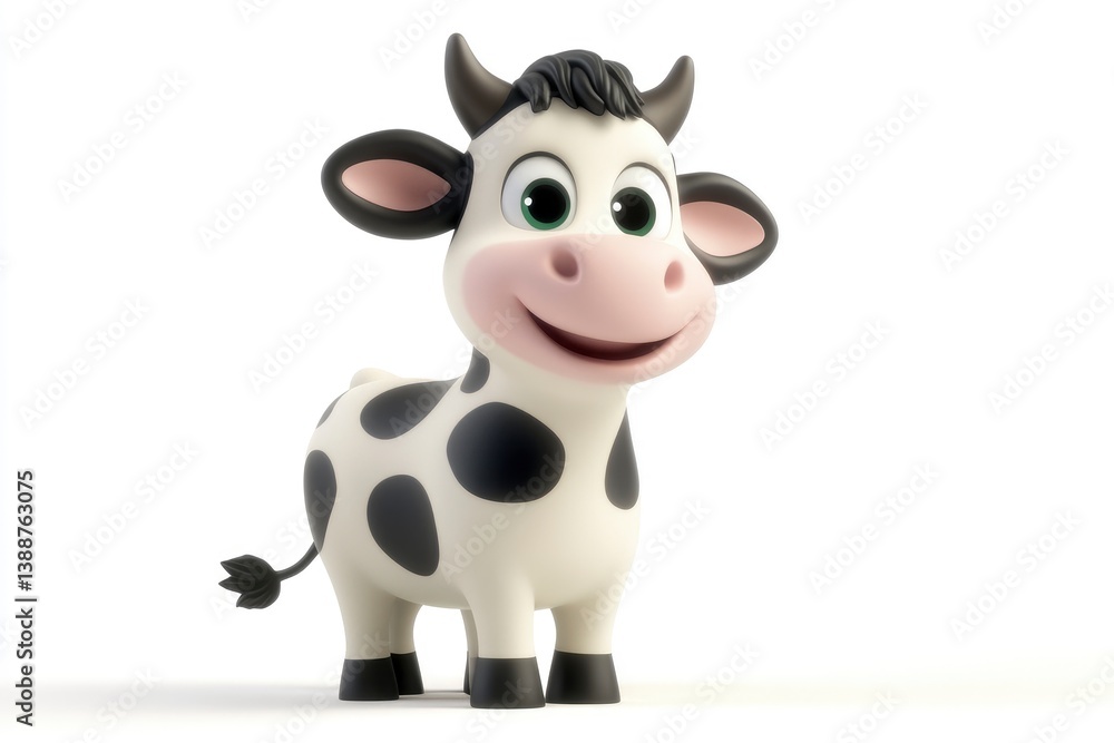 Cute Cartoon Cow Smiling on White Background Animal Illustration Cute Cartoon Cow Smiling on White Background Animal Illustration