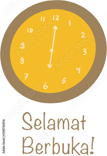 Time to iftar sign selamat berbuka icon vector illustration fullcolor