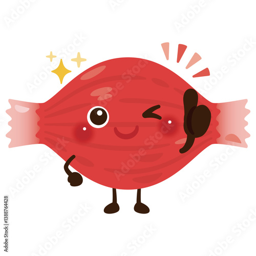 グッドサインを出す明肉のキャラクターイラスト