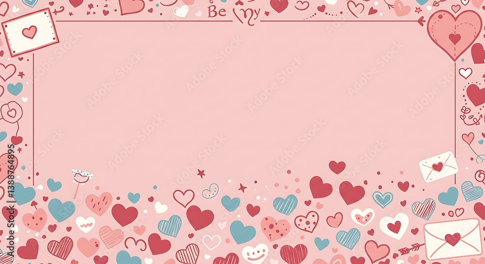 Pink Doodle Heart Border: Romantic Valentine's Day Design AI Generated Pink Doodle Heart Border: Romantic Valentine's Day Design AI Generated