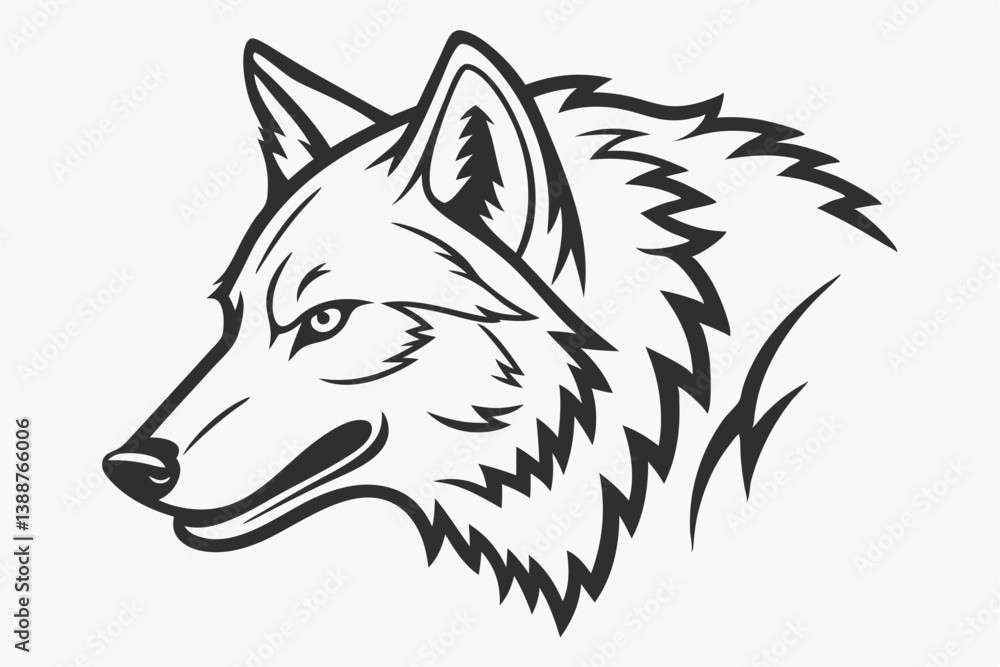 Fototapeta premium a wolf head flat logo illustration on transparent background