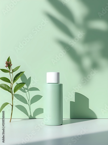 Wallpaper Mural minimalist green bottle and plant Torontodigital.ca