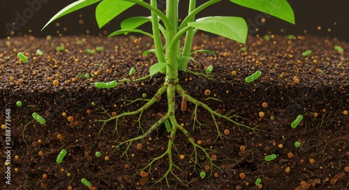 Microscopic World Beneath: Plant Roots and Soil Microbiome Interaction Visualization