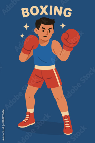 "Focused and Ready for the Fight" A confident boxer stands prepared for the match, representing determination and discipline.