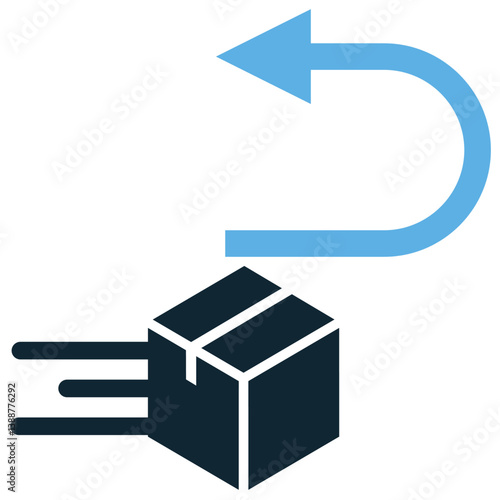 Delivery return icon vector for product return, reverse logistics, and customer service. Useful for e-commerce, refunds, exchanges, and shipping concepts.
