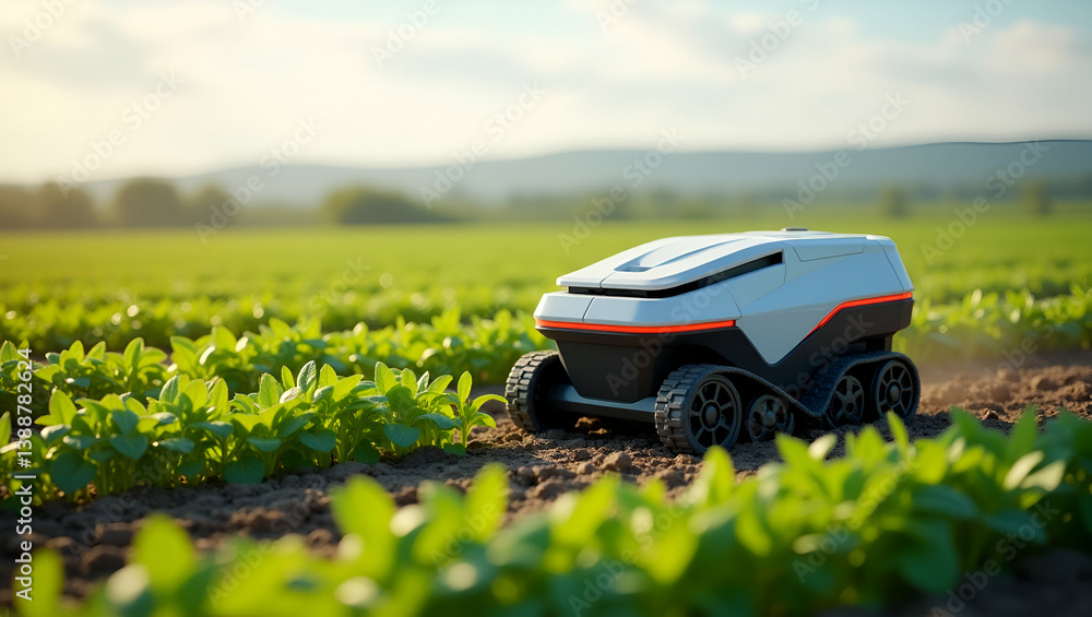 Agricultural Robotics: Automating Planting, Harvesting, and Crop Monitoring for Sustainable Farming - Stock Photos with Left Space for Text Agricultural Robotics: Automating Planting, Harvesting, and Crop Monitoring for Sustainable Farming - Stock Photos with Left Space for Text