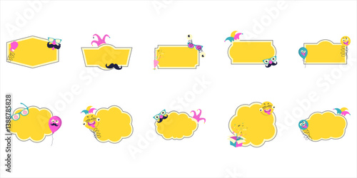 Set of april fools text frame border