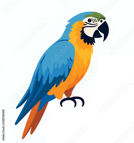 Colorful Blue and Gold Macaw Parrot Illustration