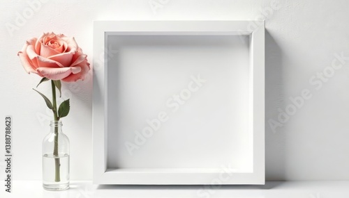 Bold white square frame isolated, stark contrast, advertising, graphic