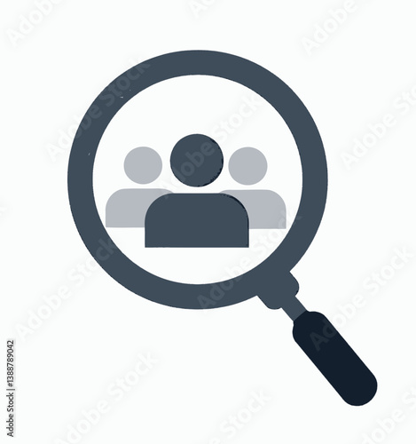 Magnifying glass over group of people icons