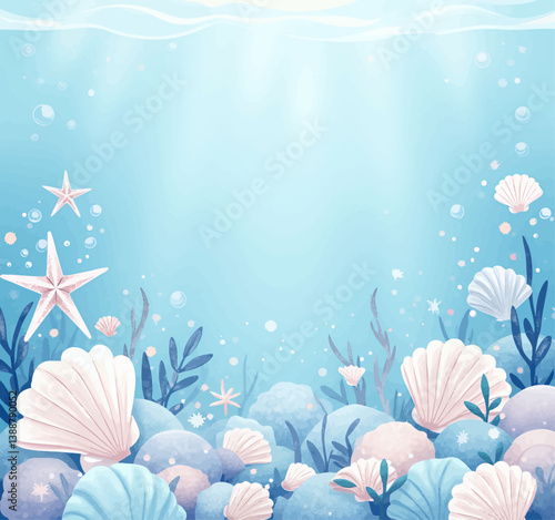 Pastel Undersea Scene with Starfish and Seashells