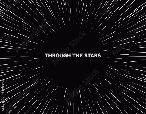 White streaks on black, interstellar travel effect