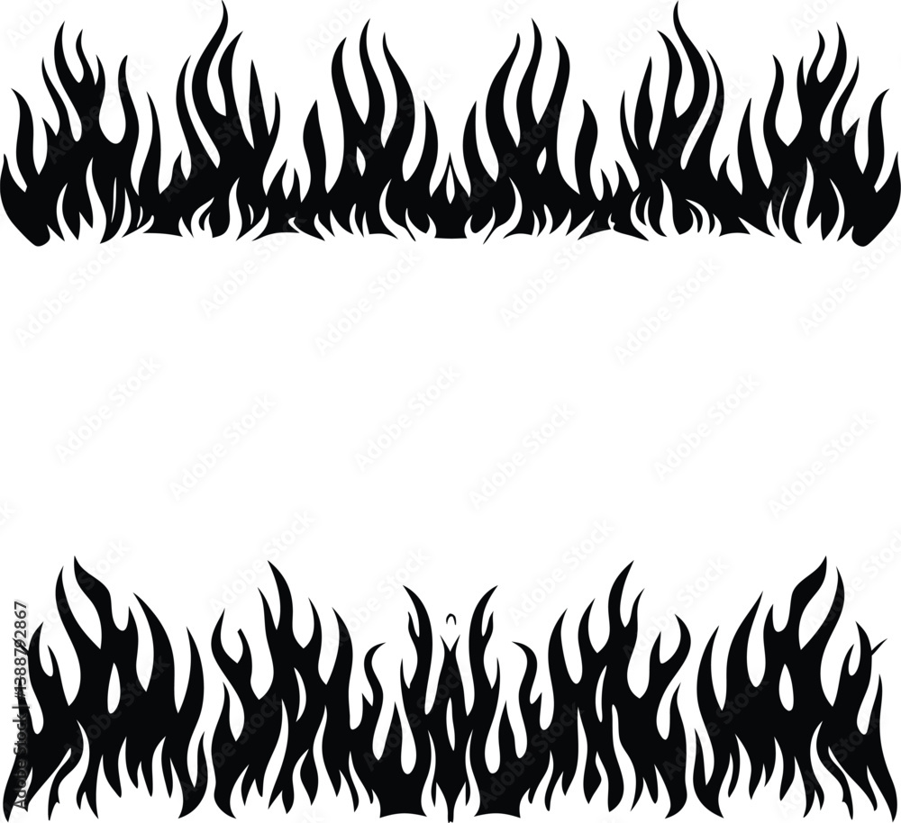 Flame Fire Border Frame Set Of Silhouette Vector Flame Fire Border Frame Set Of Silhouette Vector