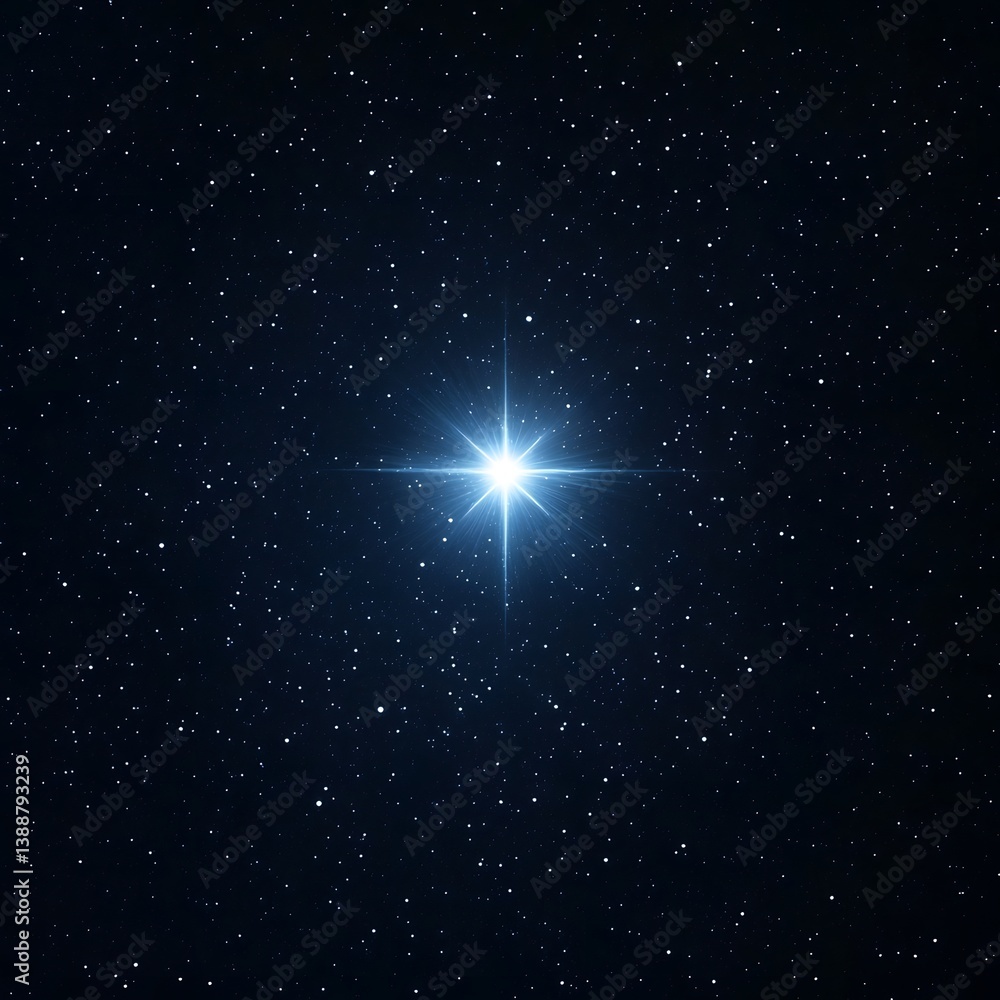 Obraz premium Bright star in a dark night sky