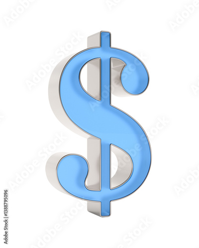 glass symbol dollar on white background. Isolated 3d illustration