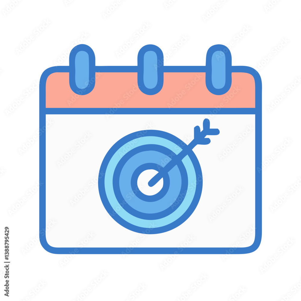 Calendar with Dart Target Icon Design Calendar with Dart Target Icon Design