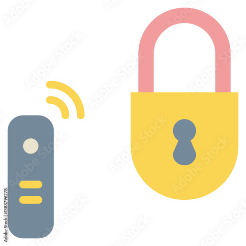 key lock security protection remote control flat style icon