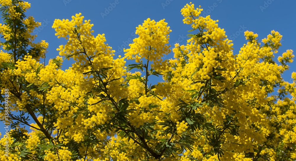 Golden Shower Tree: Vibrant Blooms Against Azure Sky AI Generated Golden Shower Tree: Vibrant Blooms Against Azure Sky AI Generated