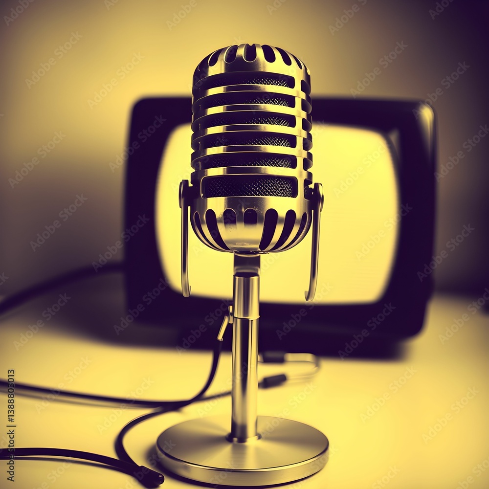 retro microphone on a black background