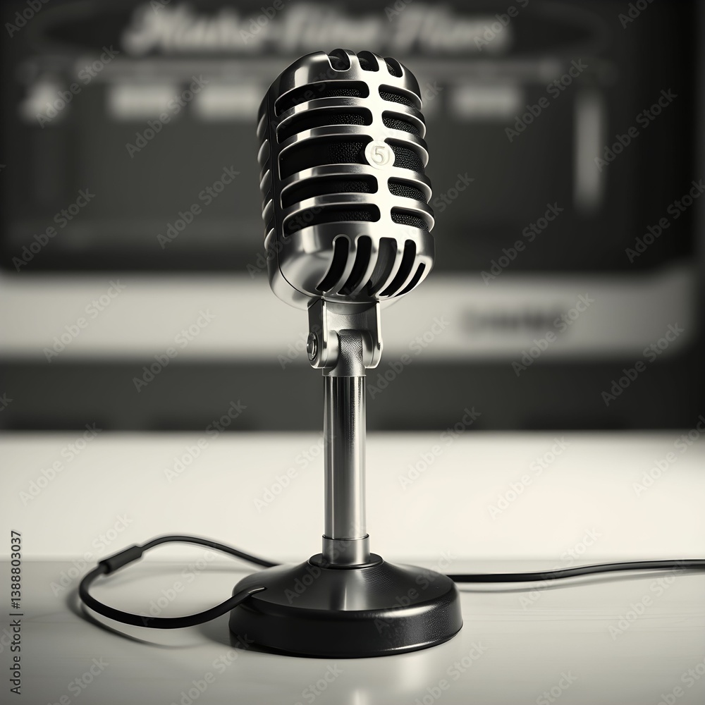 microphone on black background