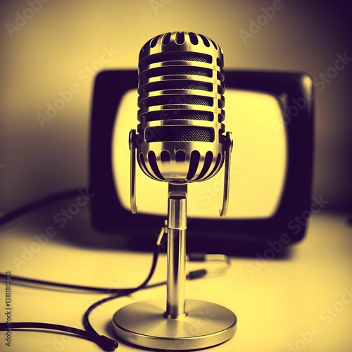Obraz na płótnie retro microphone on a black background w salonie