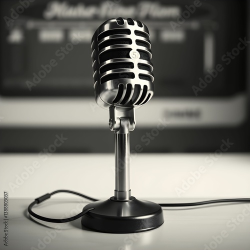Obraz na płótnie microphone on black background w salonie