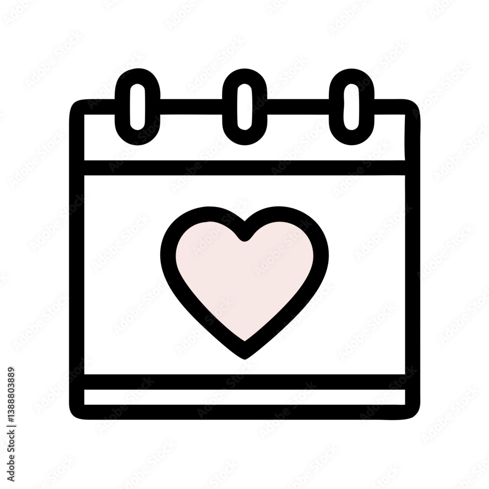 Calendar with Heart Icon Inside Representing Important Event or Special Date Icon Design Calendar with Heart Icon Inside Representing Important Event or Special Date Icon Design