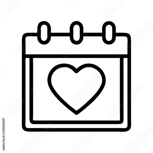 Calendar with Heart Icon Inside Representing Important Event or Special Date Icon Design