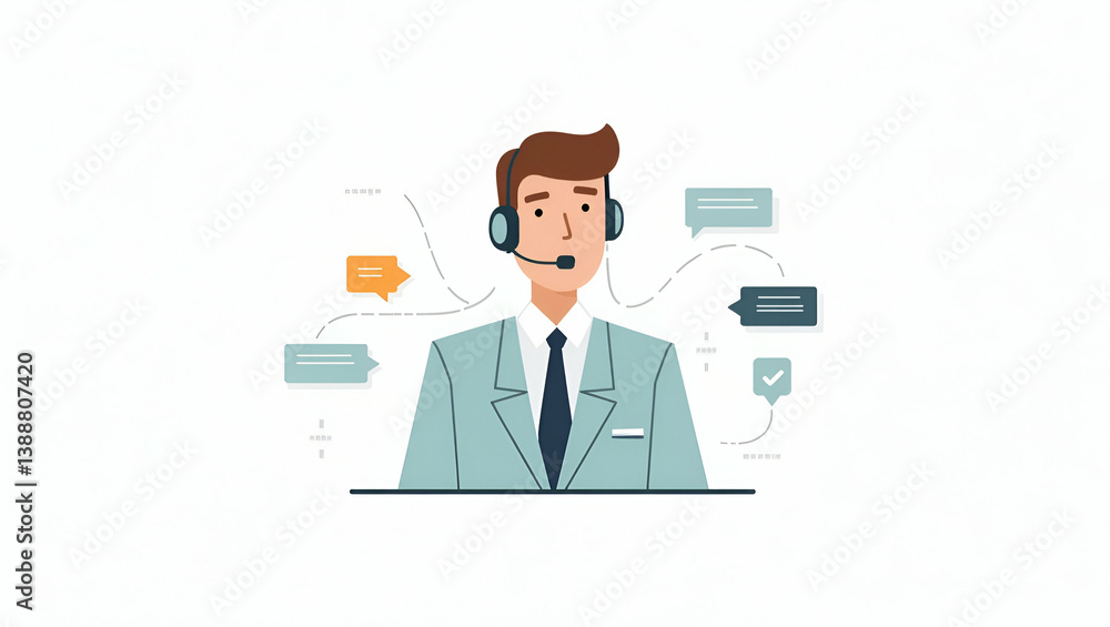 Flat Elegant Vector Illustration of Remote Customer Service Operations: Integrating Virtual Assistance, Real-Time Communication, and Secure Online Support for Enhanced Corporate Efficiency Flat Elegant Vector Illustration of Remote Customer Service Operations: Integrating Virtual Assistance, Real-Time Communication, and Secure Online Support for Enhanced Corporate Efficiency