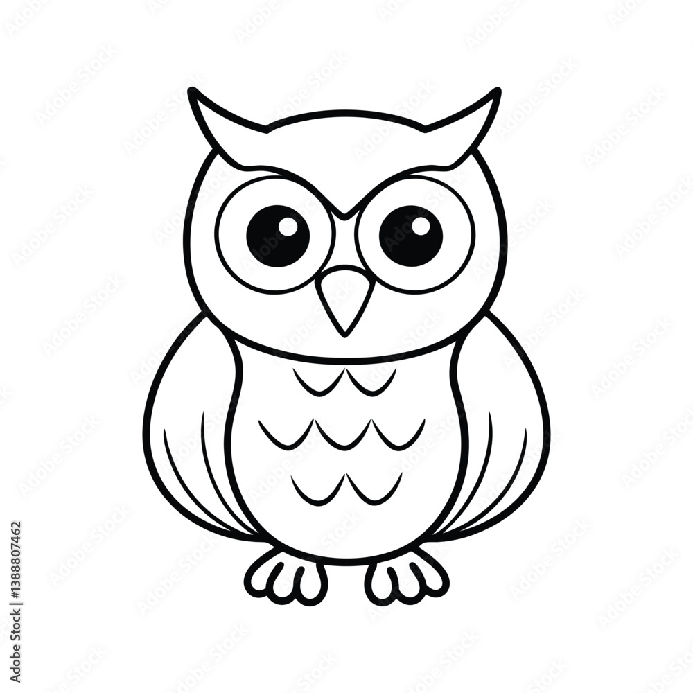 Adorable owl with wide eyes and wings silhouette Adorable owl with wide eyes and wings silhouette