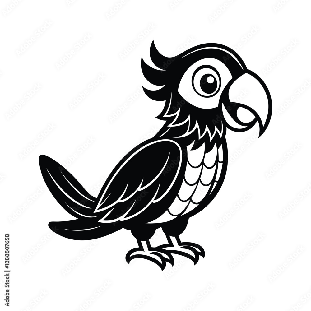 Fototapeta premium Adorable parrot with a curved beak silhouette
