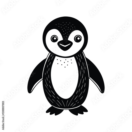 Adorable penguin with flappy wings silhouette