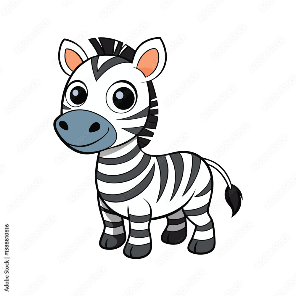 Fototapeta premium Adorable zebra animal with striped pattern vector illustration