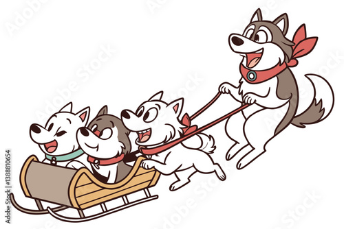 Cute cartoon vector illustration of a happy cat and dog, and a funny drawing of a kitten chasing a mouse, isolated as pets