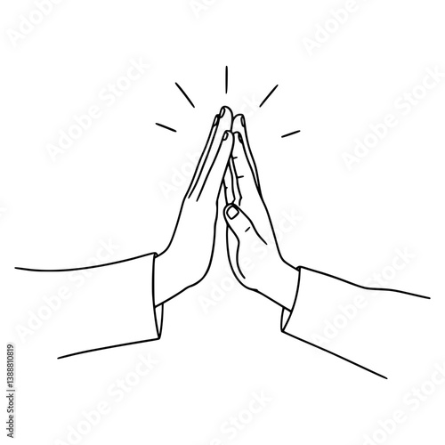 High Five Hand Gesture | Simple Stroke Line Art