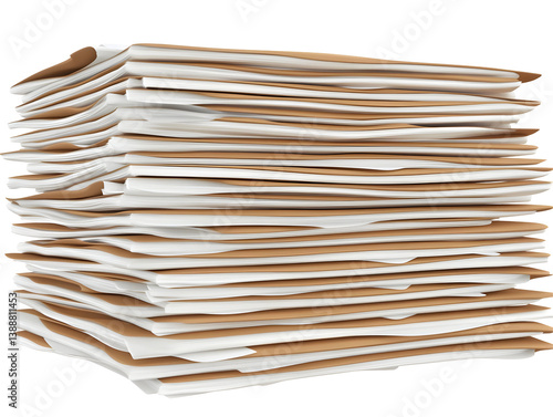 White Paper Stack Photo Isolated on Transparent Background for Office Use