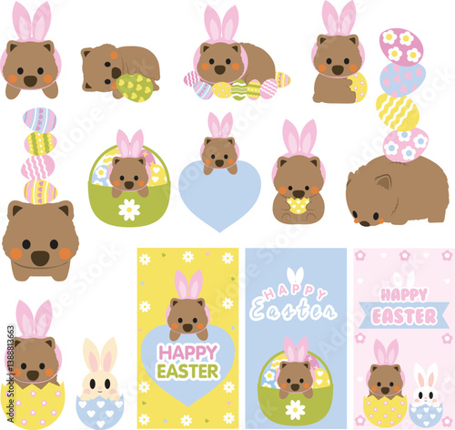 Wombat Easter cute cartoon vector