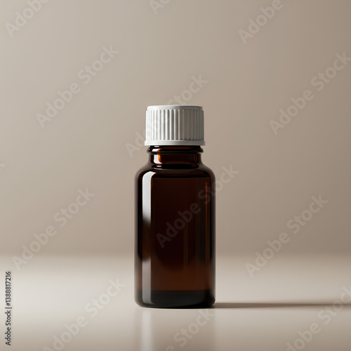 Small Brown Glass Bottle White Cap