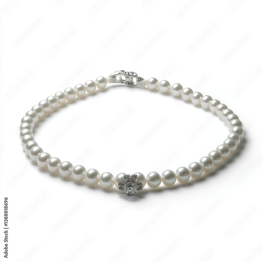 Elegant pearl bracelet with sparkling clasp on a white background. Elegant pearl bracelet with sparkling clasp on a white background.