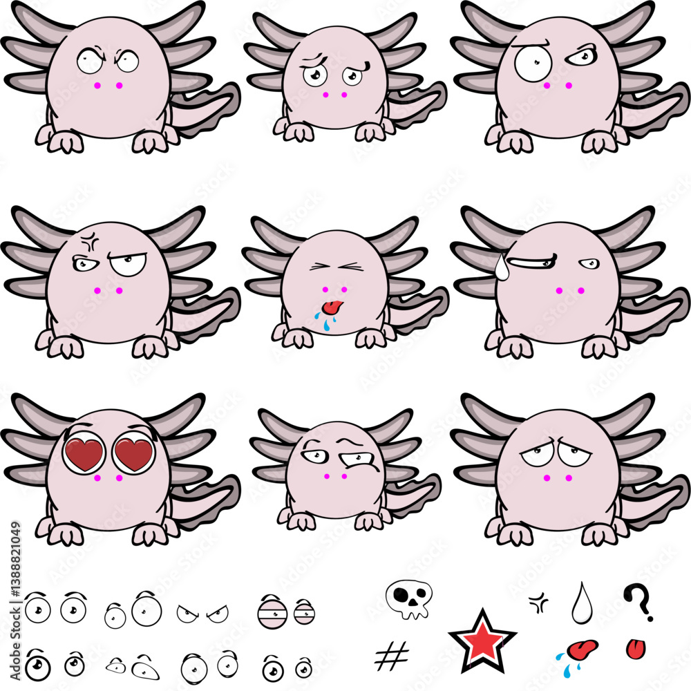 axolotl cartoon ball style pack collection illustration in vector format axolotl cartoon ball style pack collection illustration in vector format