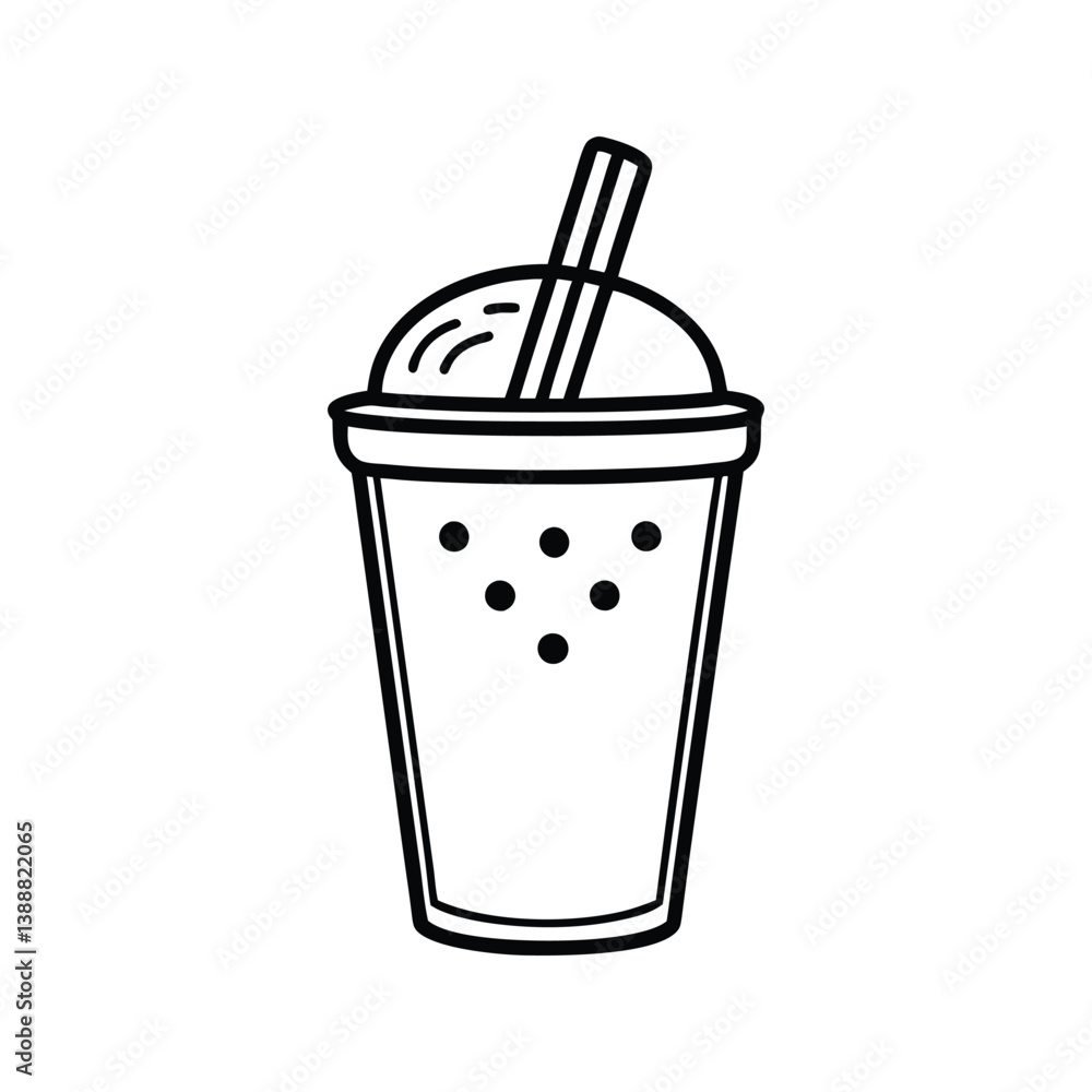 Beverage cup with a straw and bubbles at the bottom silhouette Beverage cup with a straw and bubbles at the bottom silhouette