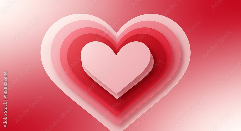 Layered Love: Pink & Red Heart, Digital Art AI Generated Layered Love: Pink & Red Heart, Digital Art AI Generated