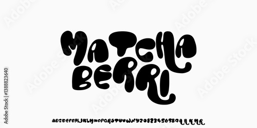 Elegant Bubble Font. Groovy Font. Graffiti Font. Creative Hand Drawn Uppercase and Number. Street Art Classic Lettering Fashion Designs Typography decorative vintage concept vector illustration