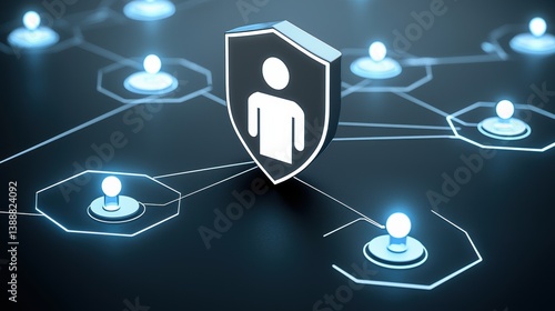 Digital security network protecting personal data in the online environment graphic visualization technology focus